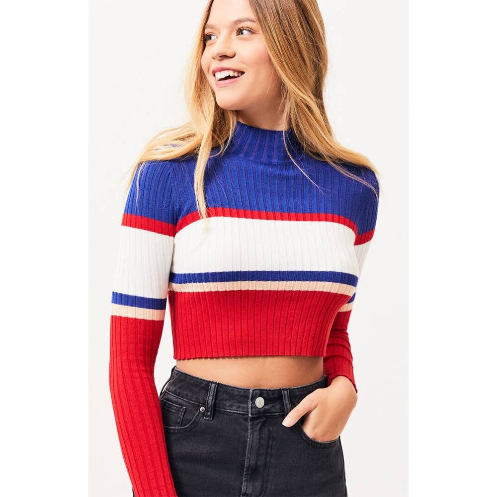 TWIIN Play Off Skivvy Sweater Top Multi Stripe Size Medium New